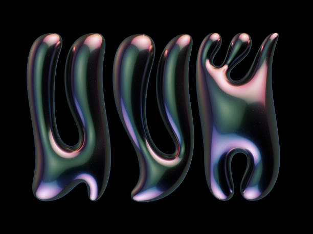 istock Set of 3d letters with smooth shape and glossy reflective surface 2251553039
