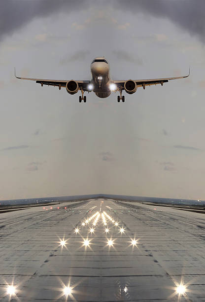 istock Passenger airplane taking off at sunset 2251561562