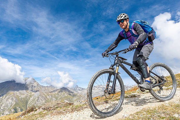 istock Sunny mountain biking at scenic Engadin Alps. 2251566973