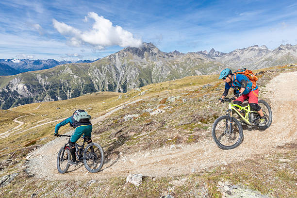 istock Chasing at the mountain bike downhill. 2251568671