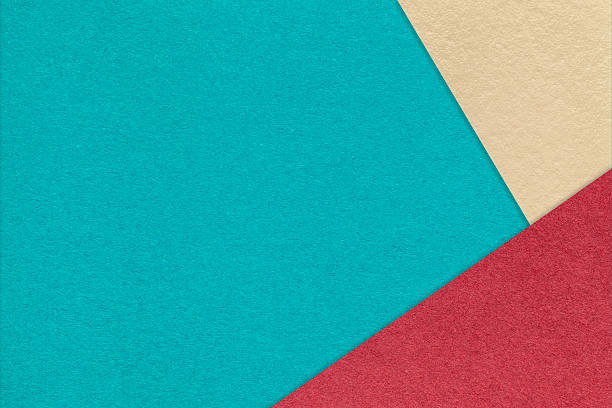 istock Abstract turquoise, red, light beige paper background with copy space. Template for presentation, banner, card design 2251569511