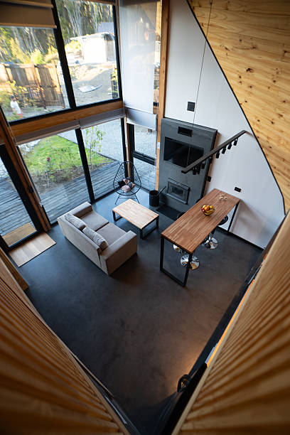 istock Modern Cabin Interior with Loft View and Contemporary Design 2251574620