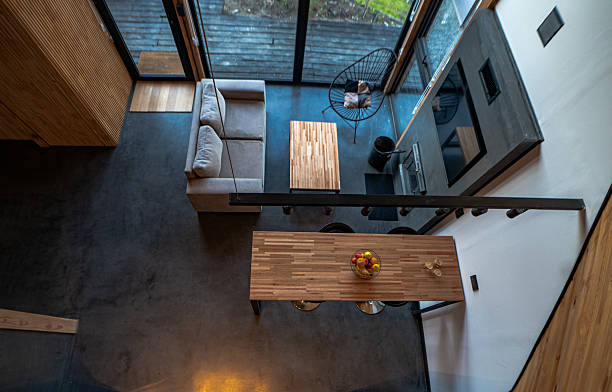 istock Modern Cabin Interior with Loft View and Contemporary Design 2251574630