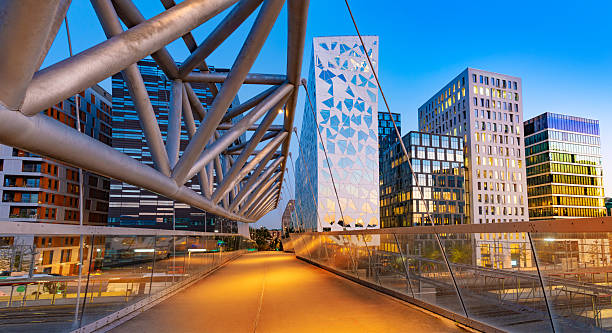 istock Oslo Akrobaten bridge and Barcode towers at sunset in Norway 2251584189