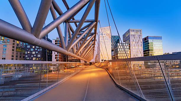 istock Oslo Akrobaten bridge and Barcode towers at sunset in Norway 2251584267