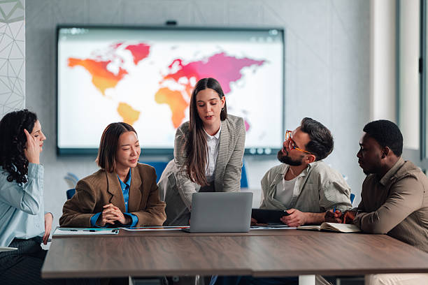 istock Diverse business team collaborating during global strategy meeting 2251584314