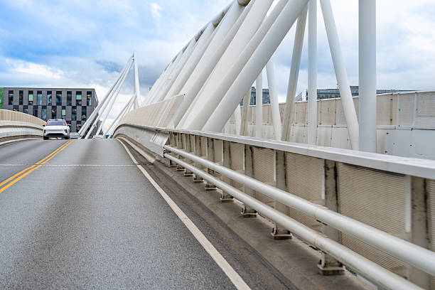 Highway and viaduct under the blue clouds