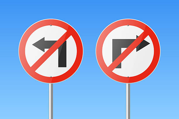 istock No Left Turn and No Right Turn Road Signs on Blue Sky Background. Realistic 3d Vector Prohibition Traffic Signs. Driving Rules, Street Warning Symbol for Road Safety Concept 2251585769