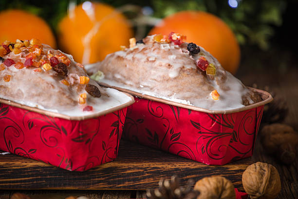 Closeup Image of Christmas Cake and Christmas Decorations