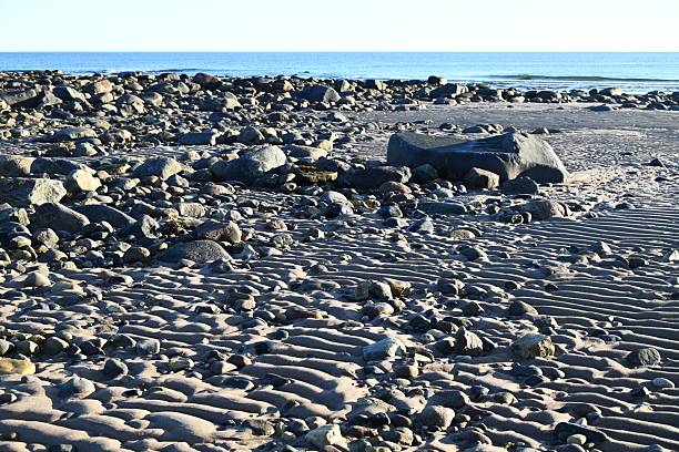 Rocks litter the beach along Hudson Bay near Churchill, Manitoba.