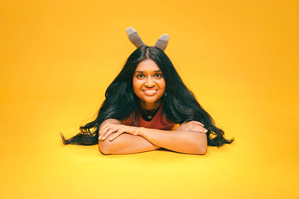 Indian Woman - Yellow Studio Portrait