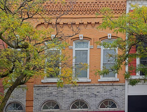 Brick store fronts in old town Alpena Michigan