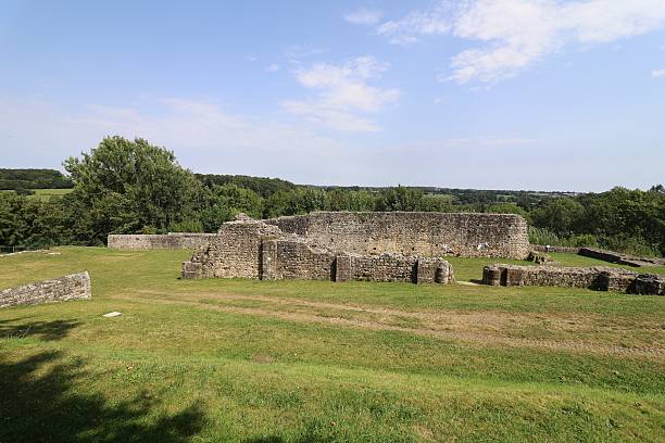 Remains of the medieval castle, village of Domfront en Poiraie, Orne department, France