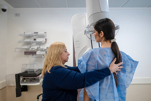 istock Young woman undergoes mammogram 2251626153