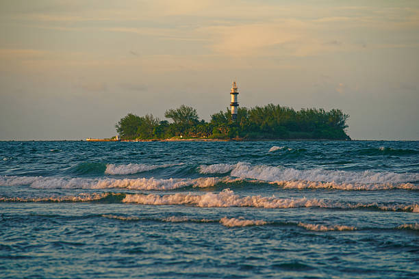 Veracruz, Mexico - Isla Sacrificios, White Lighthouse on the Island
