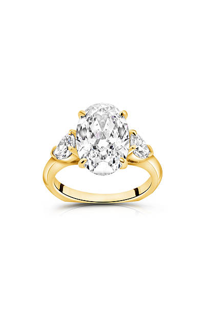istock Shiny Gold Ring With Large Oval Stone for Elegant Beauty and Style 2251641207