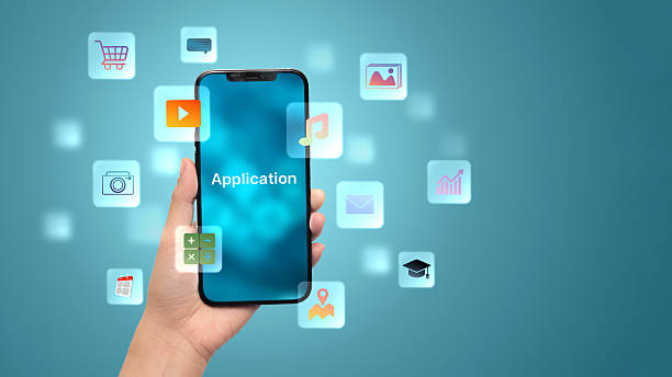 istock Mobile application icons on smartphone screen for business technology concept 2251644061