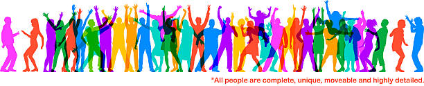 Crowd of people silhouette. All people are complete and moveable.