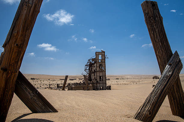 istock Wooden supports frame abandoned diamond mine building 2251656121