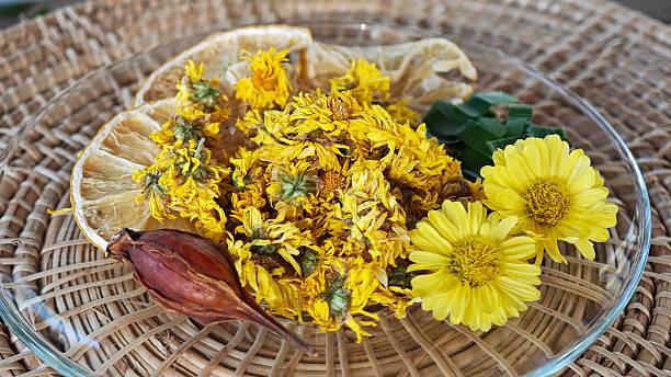 istock Yellow chrysanthemum flowers, herbal tea. 2251661255
