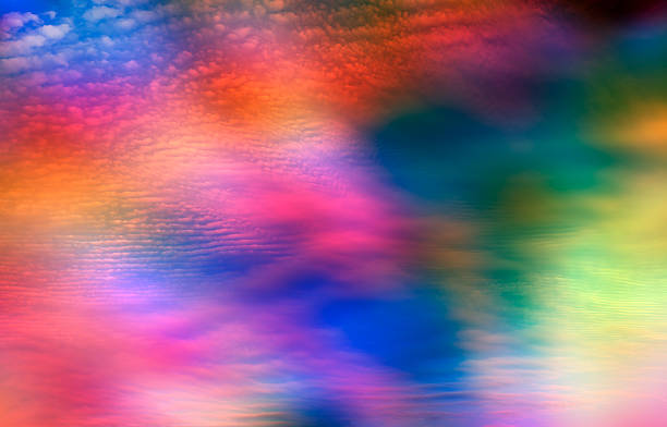 Rainbow clouds that form in extremely cold weather - Sunset sky with colorful clouds