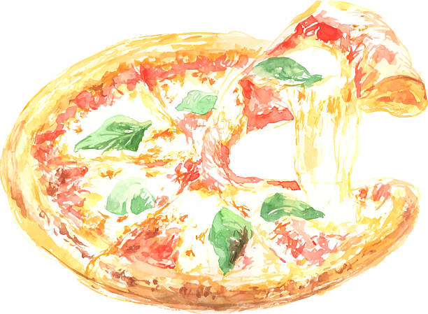 istock Freshly baked pizza margherita watercolor illustration 2251662992