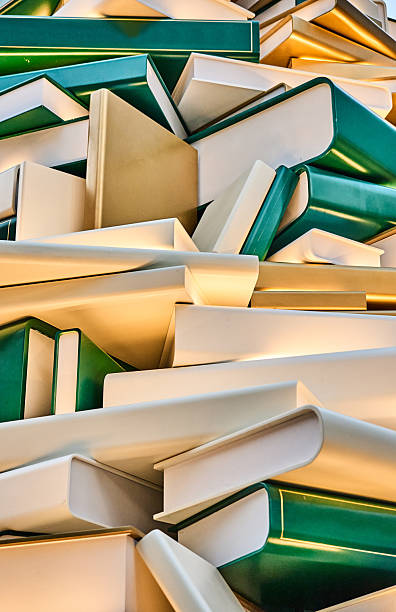 Old vintage books on shelves from front