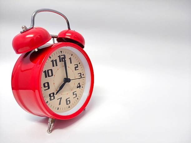 istock Close-up of a red twin bell alarm clock with copy space. Isolated. 2251665310