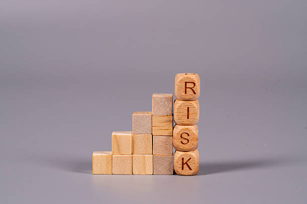 istock Building blocks arranged to form the word risk on a gray surface 2251667762