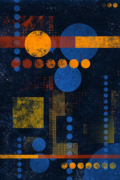 istock Abstract geometric composition, primary color circles against a distressed black background 2251671524