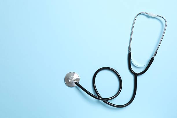 istock Stethoscope on color background, top view 2251680989