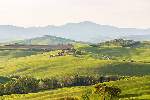 istock Farming landscape with mountains in the background 2251684924
