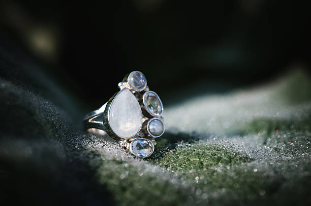 Macro close-up of used diamond rings.