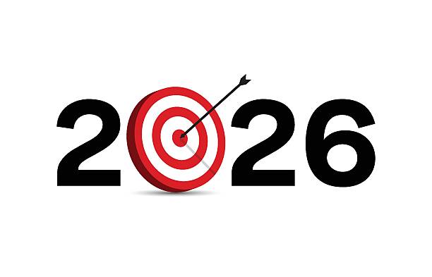 istock Modern Target Style 2026 New Year Graphic with 2026 logo Bullseye Concept for Goal Oriented Marketing and Celebration Visuals 2251697923