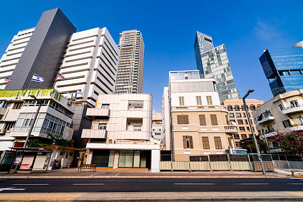 istock Street district in central Tel Aviv, Isr Developing Middle Eastern country with modern urban architecture. 2251698337
