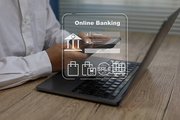 istock Person using smartphone for secure online banking with login interface icons overlayed, representing digital finance, mobile transactions, fintech services, secure electronic payments shopping online 2251699769