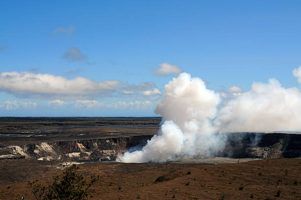 Smoke pouring from Kilauea volcano on big island Hawaii
