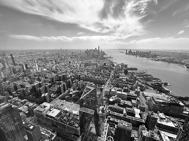 istock New York, view towards lower Manhattan, with the Hudson River, blackwhite 2251717532