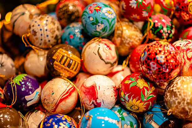 istock Colorful Decorative Holiday Baubles Close-Up 2251717666