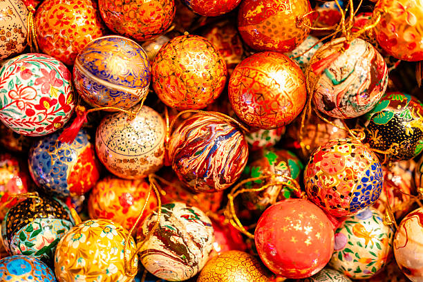 istock Festive Painted Baubles Display at Christmas Market 2251717761