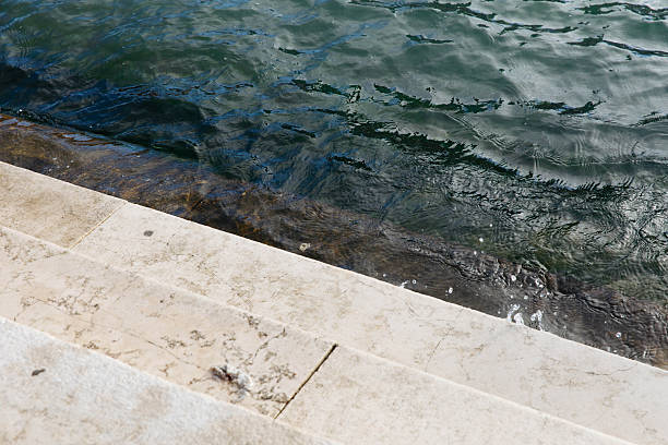 Stone steps leading into rippling water