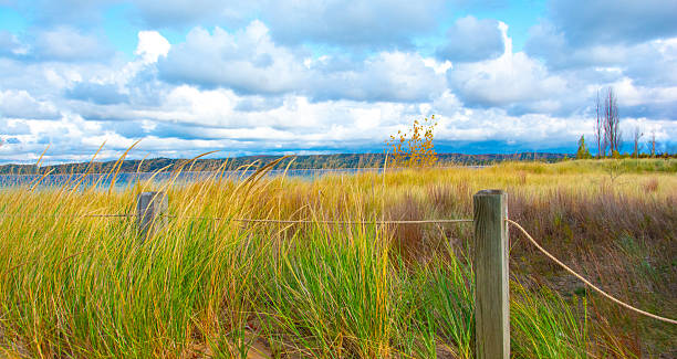 Lake view with fence- Sleeping Bear Dunes, Michigan