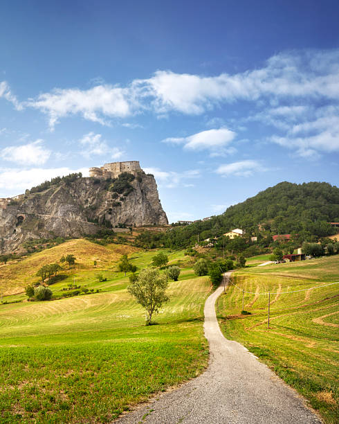 istock Road Leading to San Leo Fortress and Rocky Outcrop, Romagna 2251735068