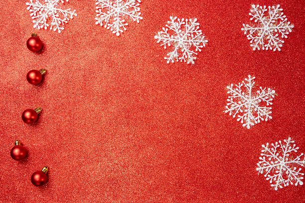 istock Christmas ornaments, beautiful Christmas decorations positioned on colored EVA foam, selective focus, top view. 2251746877