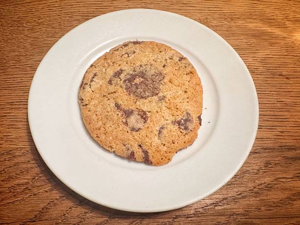Freshly baked chocolate chip cookie