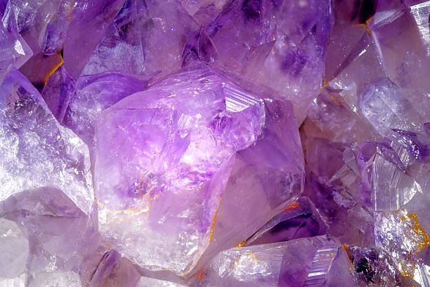 Macro of a purple amethyst crystal stone