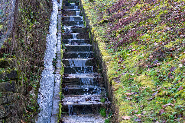 Selective focus waste water sewage from industrial factory, Water treatment system from rusty galvanize sewage, Water polluted drainage from refinery or chemical factory