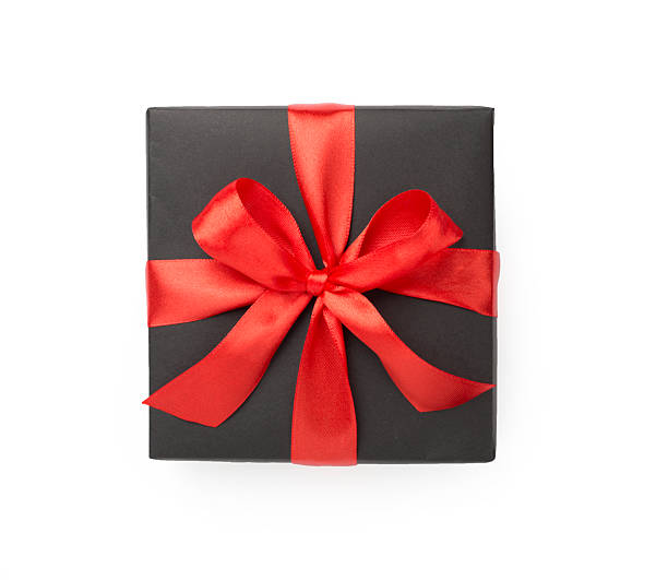 istock Black gift box isolated on white, top view. Black Friday concept 2251764345