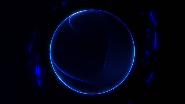 istock Abstract blue plasma vortex forming a futuristic energy orb with smooth luminous curves on dark background. Minimal sci-fi composition for technology visuals, digital concepts, innovation themes 2251769304