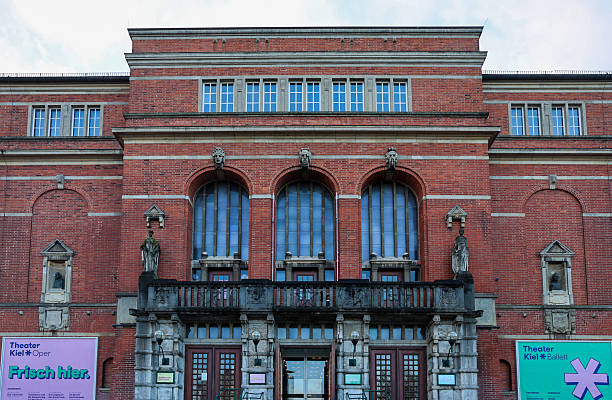 Kiel, Germany - 13. December 2025: Red brick facade of the historic opera house in Kiel, Germany